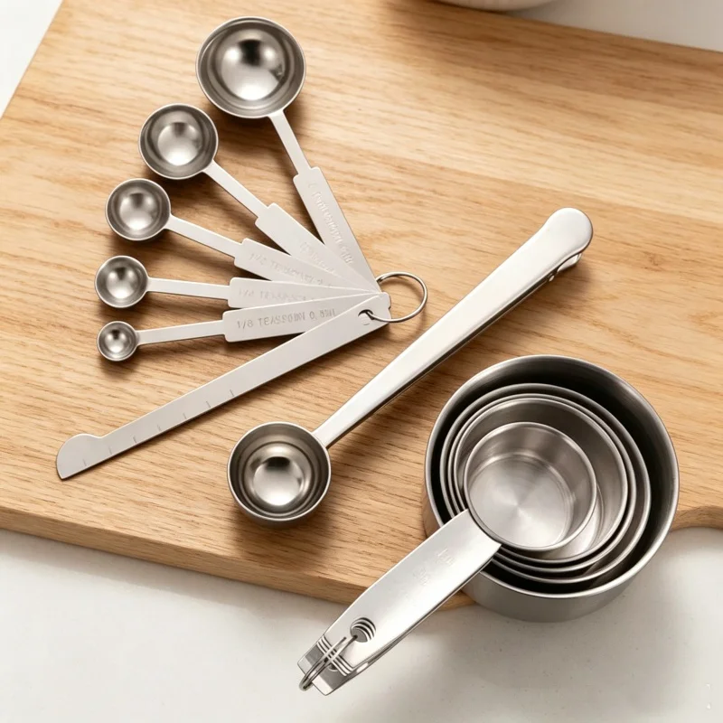 Home Cooking Cookbook - İstiflenebilir Paslanmaz Çelik Ölçüm Kaşıkları Seti